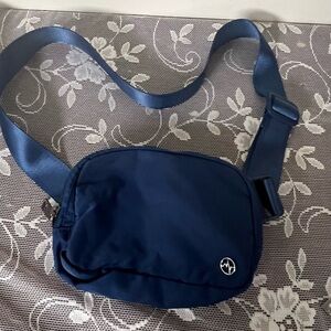 Men's Navy Belt Bag with Minimal Round Logo